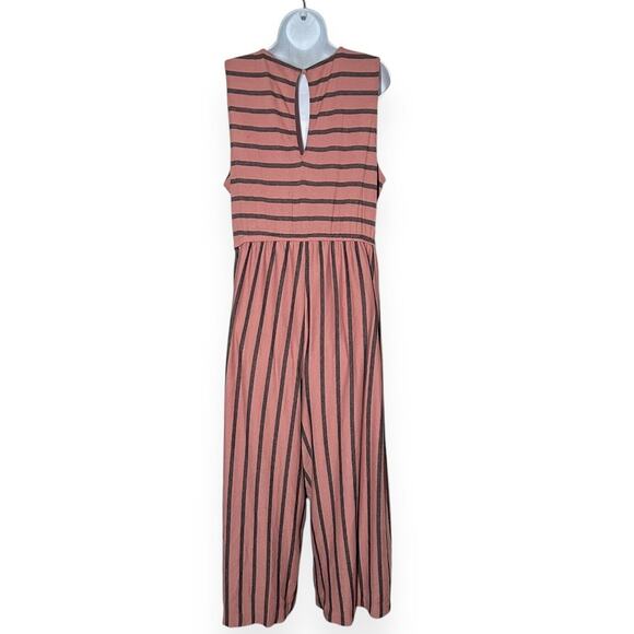 TORRID Textured Knit Wide Leg Jumpsuit Culotte Palazzo Tie Waist Striped Pink 3X - Picture 9 of 13